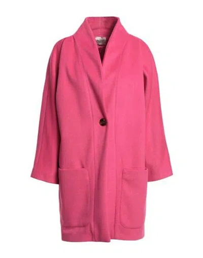 Mariuccia Woman Coat Fuchsia Size M Polyester, Viscose In Pink