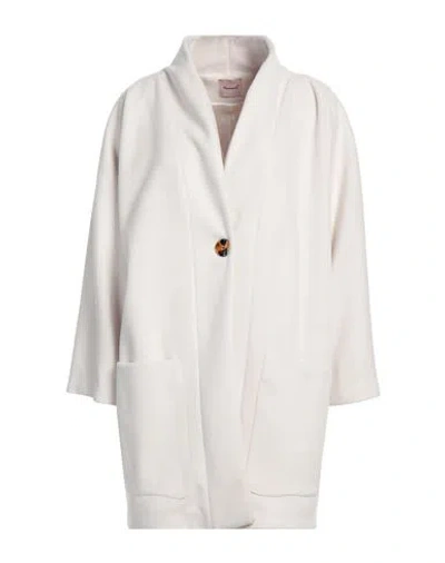 Mariuccia Woman Coat Off White Size Xs Polyester, Viscose In Off White