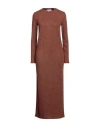 Mariuccia Woman Maxi Dress Tan Size M Polyester, Metallic Fiber, Elastane In Brown