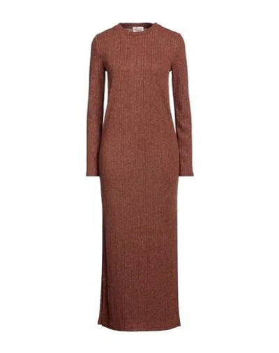 Mariuccia Woman Maxi Dress Tan Size M Polyester, Metallic Fiber, Elastane In Brown