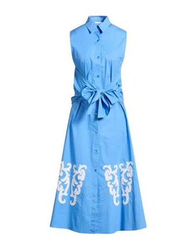Mariuccia Woman Midi Dress Azure Size S Cotton In Blue