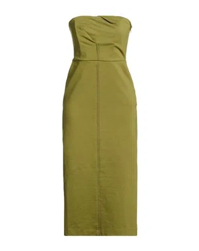 Mariuccia Woman Midi Dress Green Size L Viscose, Polyamide, Elastane