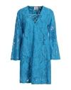 Mariuccia Woman Mini Dress Azure Size S Cotton, Polyamide, Elastane In Blue