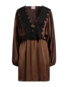 Mariuccia Woman Mini Dress Dark Brown Size L Viscose