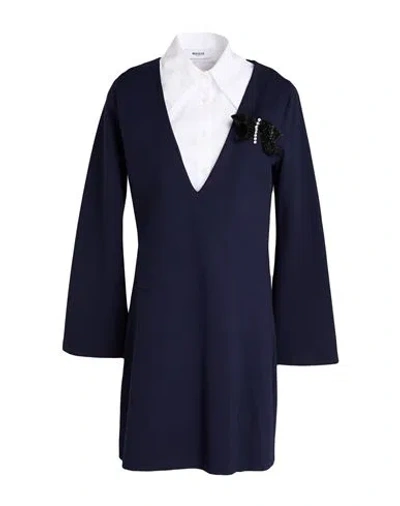 Mariuccia Woman Mini Dress Navy Size L Viscose, Nylon, Elastane