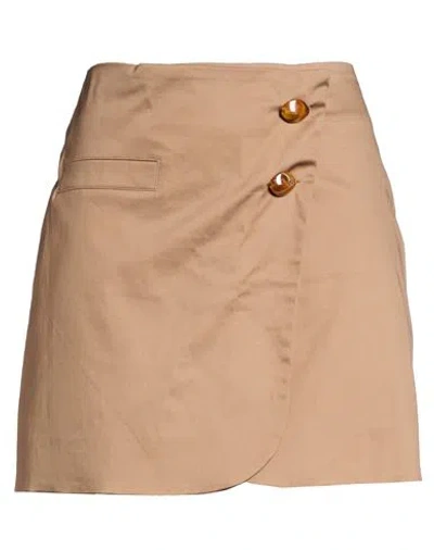 Mariuccia Woman Mini Skirt Light Brown Size S Cotton, Elastane In Neutral