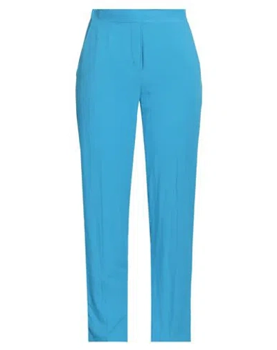 Mariuccia Woman Pants Azure Size S Viscose, Linen In Blue