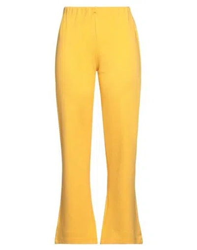 Mariuccia Woman Pants Yellow Size Xl Rayon, Nylon, Elastane