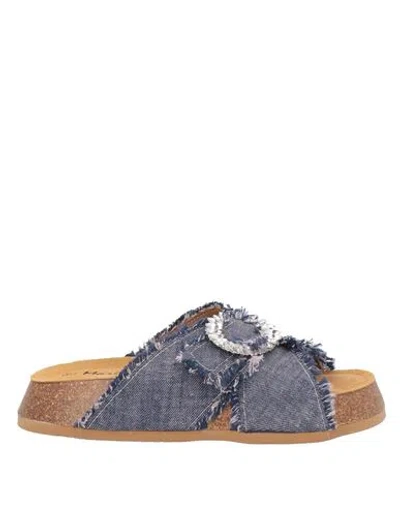 Mariuccia Woman Sandals Blue Size 7 Textile Fibers
