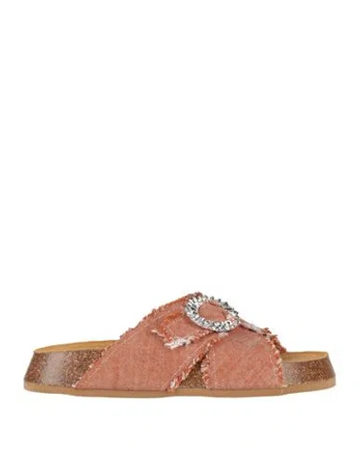 Mariuccia Woman Sandals Rust Size 11 Textile Fibers In Red