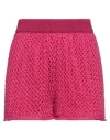 Mariuccia Woman Shorts & Bermuda Shorts Fuchsia Size Xs Cotton, Acrylic In Pink