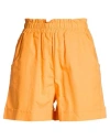 Mariuccia Woman Shorts & Bermuda Shorts Mandarin Size S Linen, Viscose In Orange