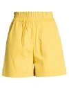 Mariuccia Woman Shorts & Bermuda Shorts Yellow Size S Linen, Viscose