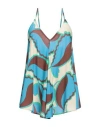 Mariuccia Woman Top Azure Size M Cotton In Blue