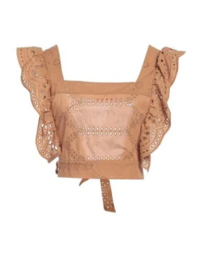 Mariuccia Woman Top Brown Size M Cotton