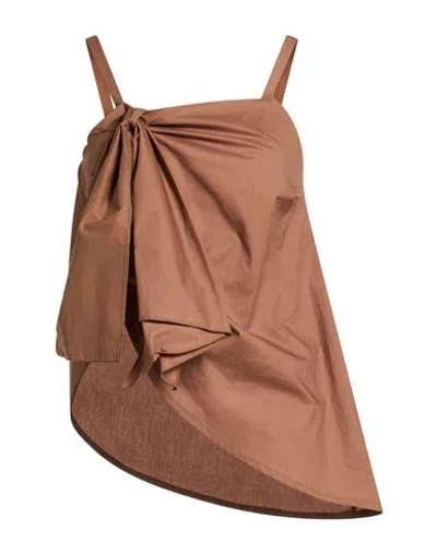 Mariuccia Woman Top Brown Size M Cotton