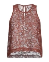 Mariuccia Woman Top Brown Size Xs Polyester In Brown