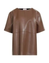 Mariuccia Woman Top Chocolate Brown Size S Polyester