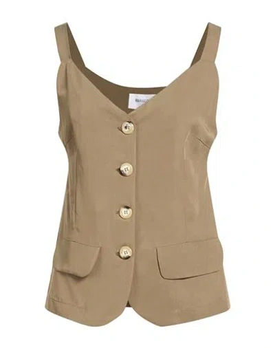 Mariuccia Woman Top Military Green Size Xl Viscose, Tencel In Brown