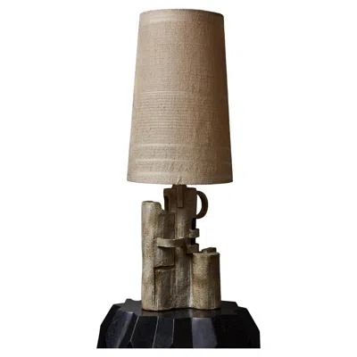 Pre-owned Marius Bessone Important Table Lamp In Glazed Ceramic By  In Black