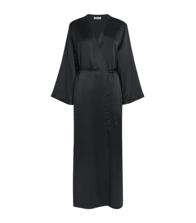 Marjolaine Silk Longline Tracy Robe In Black