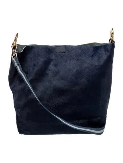 Pre-owned Mark And Graham Calf Hair Bucket Bag In Blue