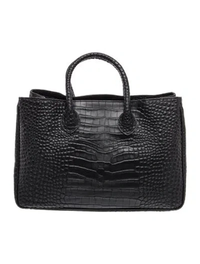 Pre-owned Mark And Graham Embossed Leather Tote In Black
