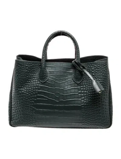 Pre-owned Mark And Graham Embossed Leather Tote In Green