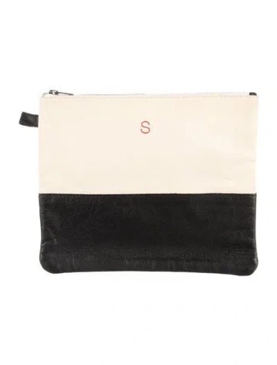 Pre-owned Mark And Graham Embroidered Canvas Cosmetic Bag