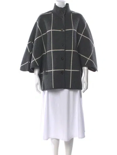 Pre-owned Mark And Graham Lambswool Plaid Print Sweater In Gray