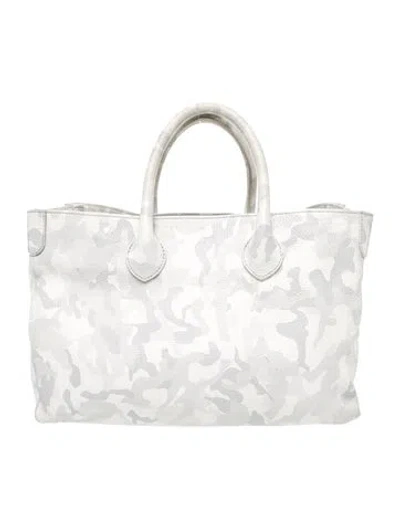 Pre-owned Mark And Graham Leather Top Handle Bag In White