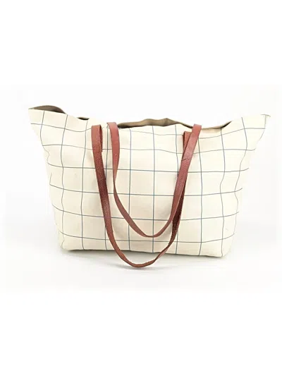 Pre-owned Mark And Graham Leather Tote Bag In Ivory