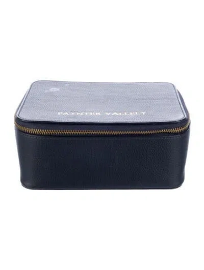 Pre-owned Mark And Graham Leather Travel Cosmetic Case In Blue