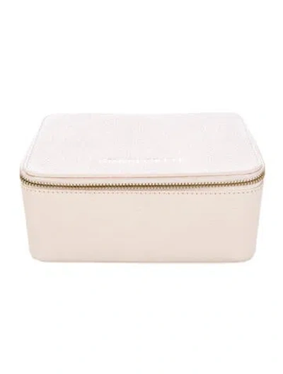 Pre-owned Mark And Graham Leather Travel Cosmetic Case In Neutral