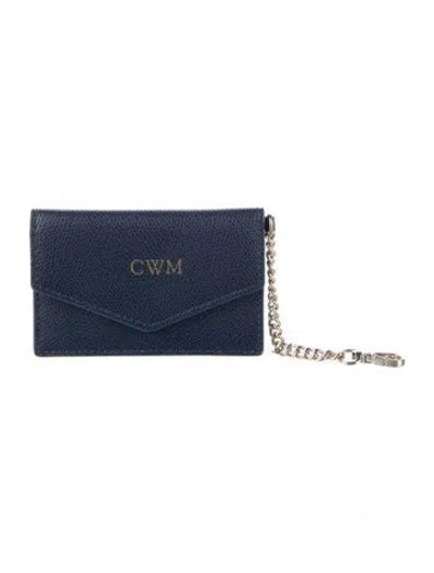 Pre-owned Mark And Graham Saffiano Leather Card Holder In Blue