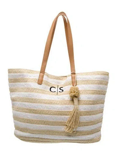 Pre-owned Mark And Graham Straw Tote In White