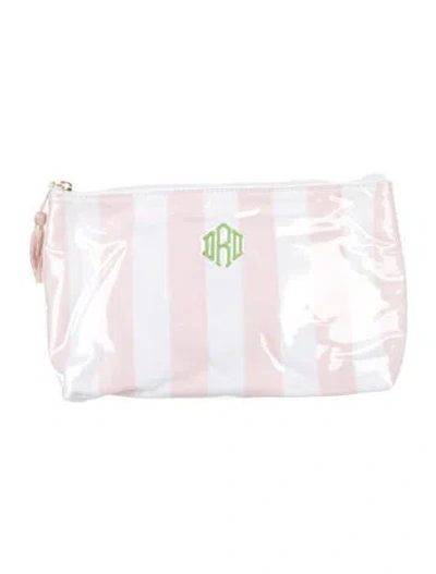 Pre-owned Mark And Graham Striped Pvc Cosmetics Bag In Pink/white