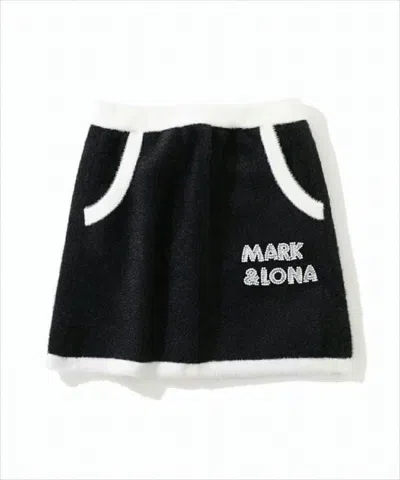 Mark&lona Plush Textured Black Short Skirt With Contrasting Trim In White