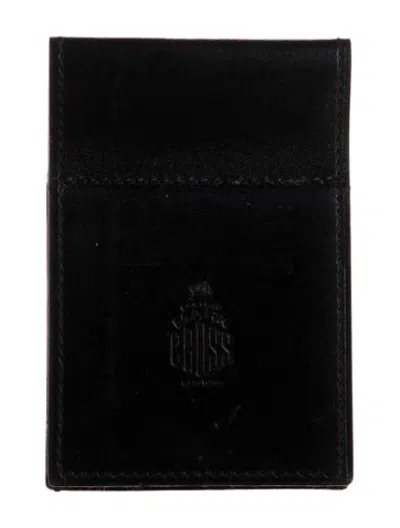Pre-owned Mark Cross Embossed Leather Pocket Mirror In Black