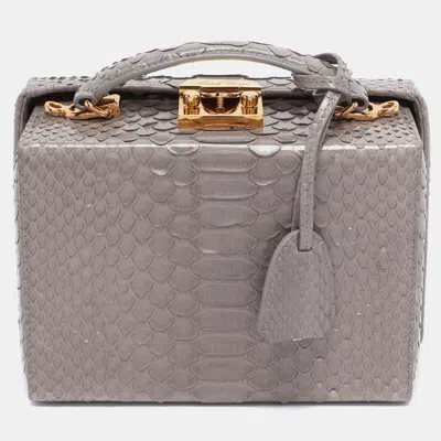 Pre-owned Mark Cross Grey Python Small Grace Box Bag In Gray