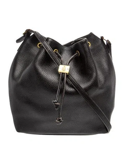 Pre-owned Mark Cross Leather Bucket Bag In Black