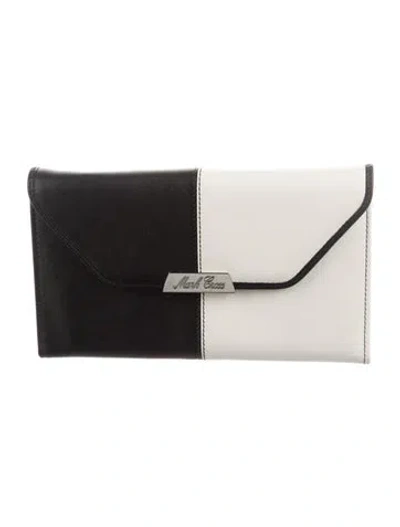 Pre-owned Mark Cross Leather Colorblock Pattern Continental Wallet In Black