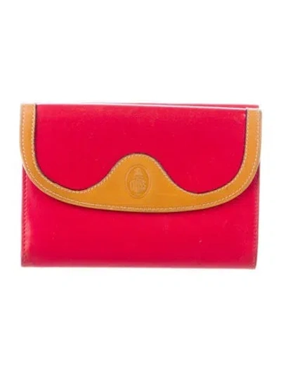 Pre-owned Mark Cross Leather Colorblock Pattern Wallet In Red