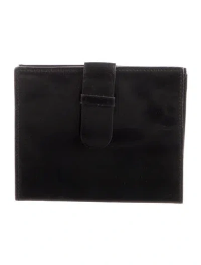 Pre-owned Mark Cross Leather Compact Wallet In Black