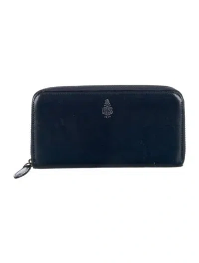 Pre-owned Mark Cross Leather Continental Wallet In Blue