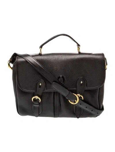 Pre-owned Mark Cross Leather Messenger Bag Vintage In Black