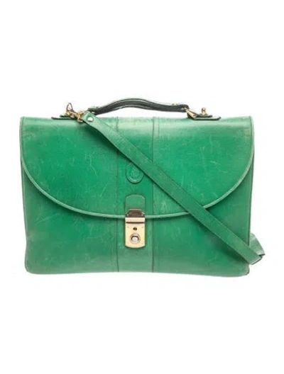 Pre-owned Mark Cross Leather Shoulder Bag In Green