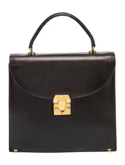 Pre-owned Mark Cross Leather Top Handle Bag In Black