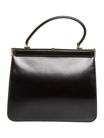 Pre-owned Mark Cross Leather Top Handle Bag In Black