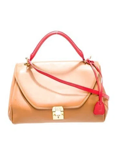 Pre-owned Mark Cross Leather Top Handle Bag In Brown/red
